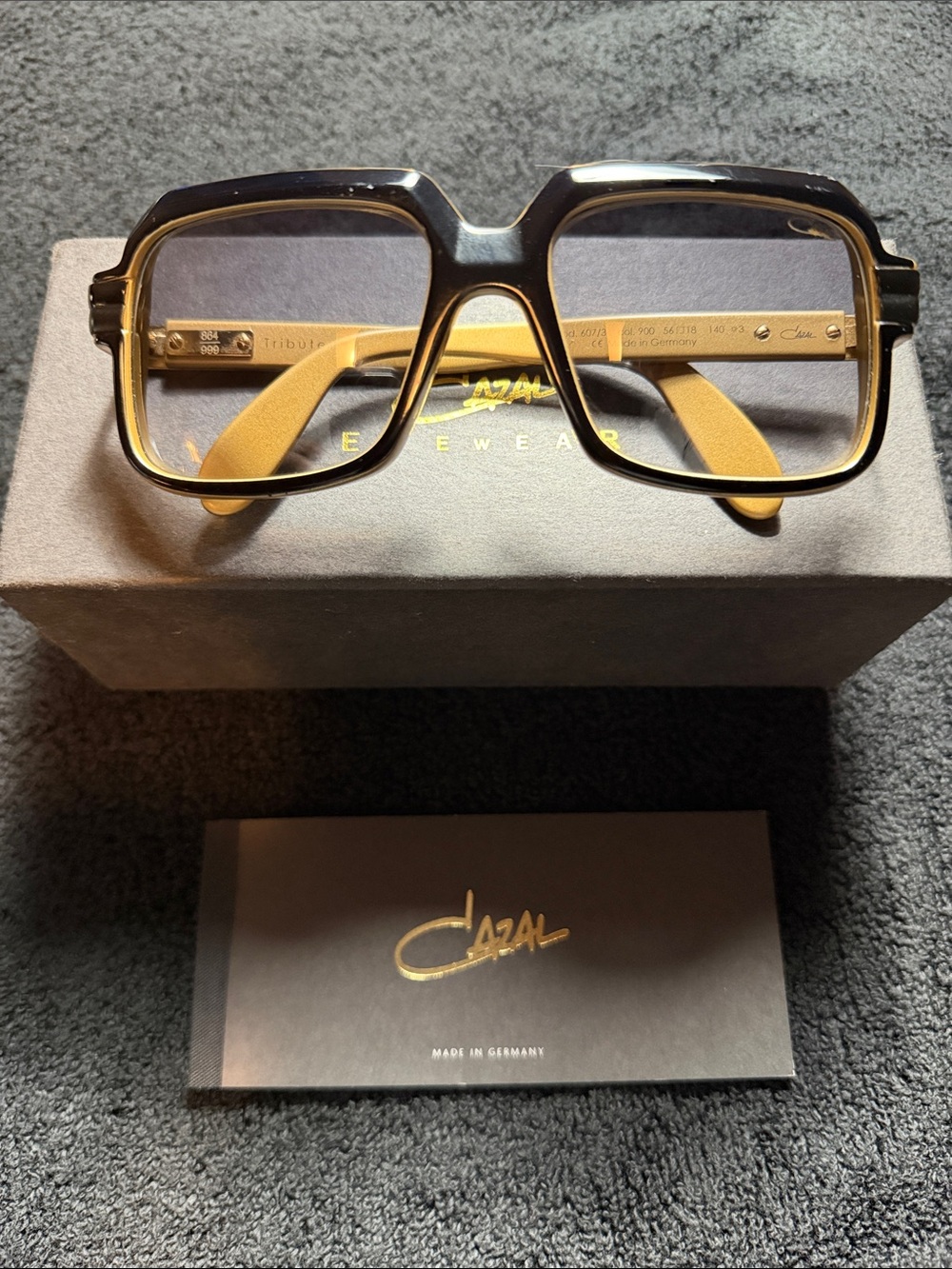 Cazal Black and Gold-Accented Square Sunglasses
